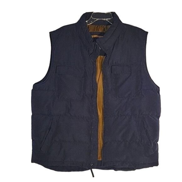 ST JOHN'S BAY Mens‎ Puffer Vest Full Zip Sleeveless Jacket Navy Blue Layering - Picture 1 of 9